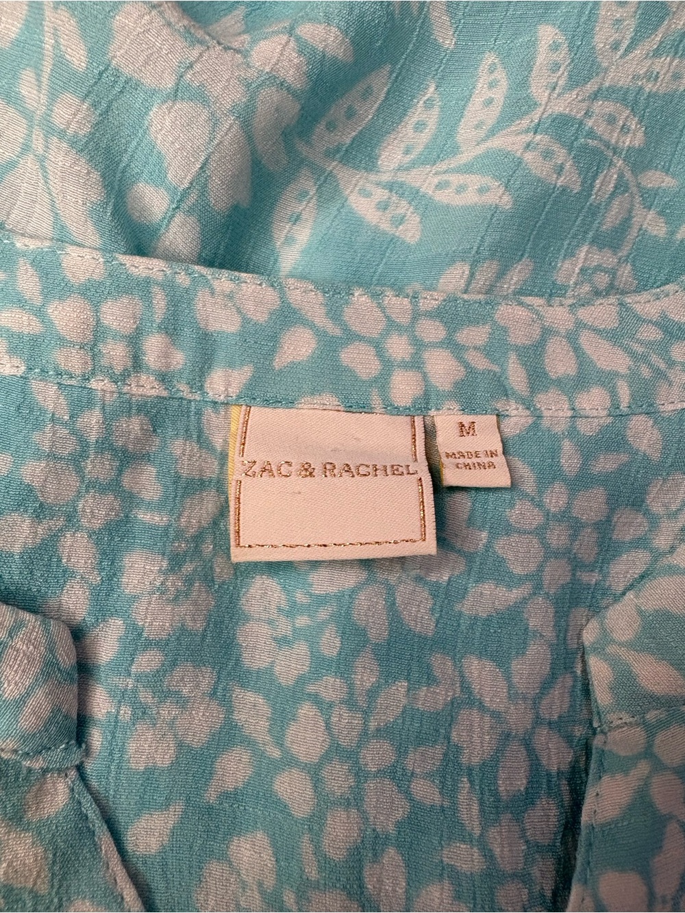 Zac & Rachel Women's Blue/White Floral V-Neck Button Front Blouse, M - Picture 9 of 12